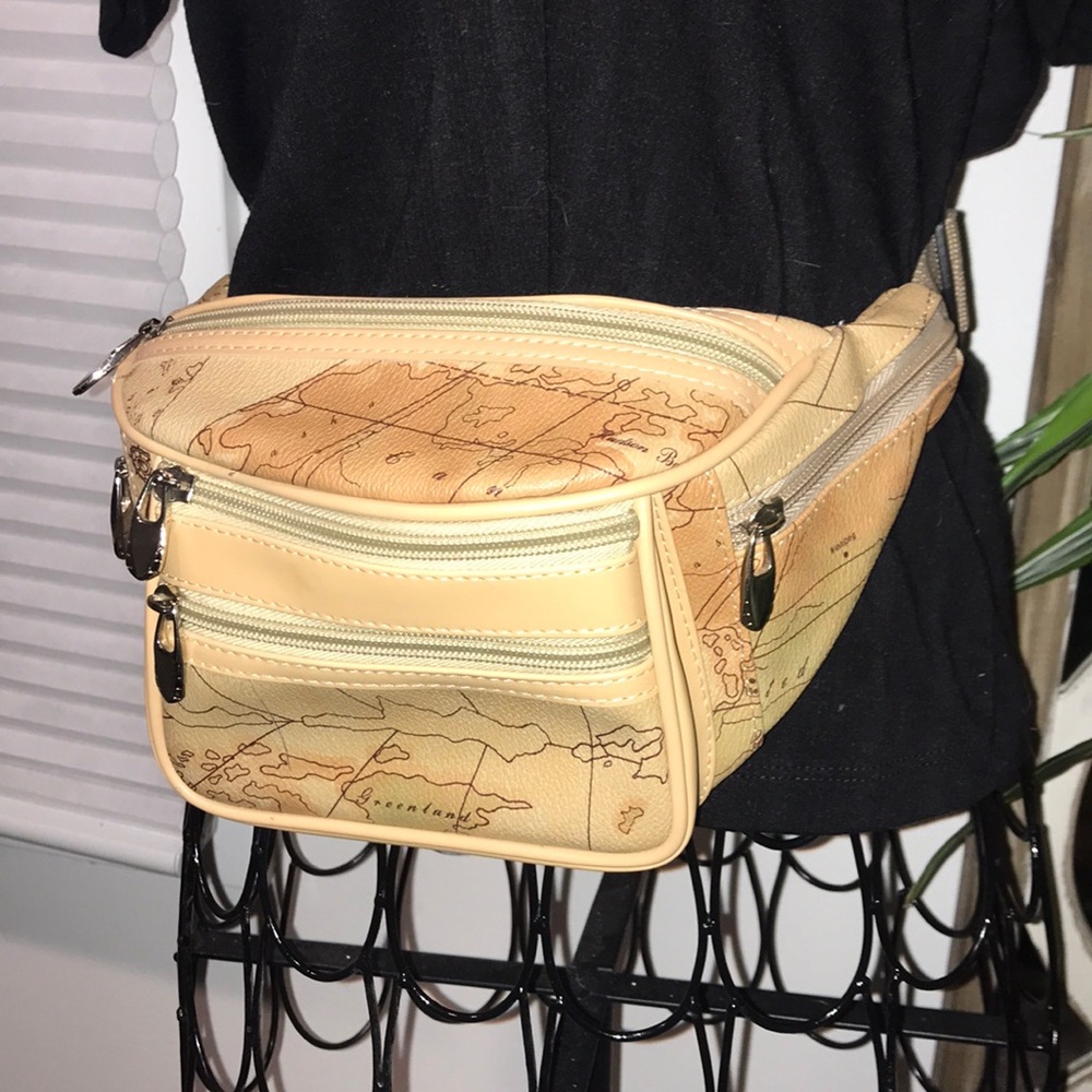 World Globe Leather Fanny Pack